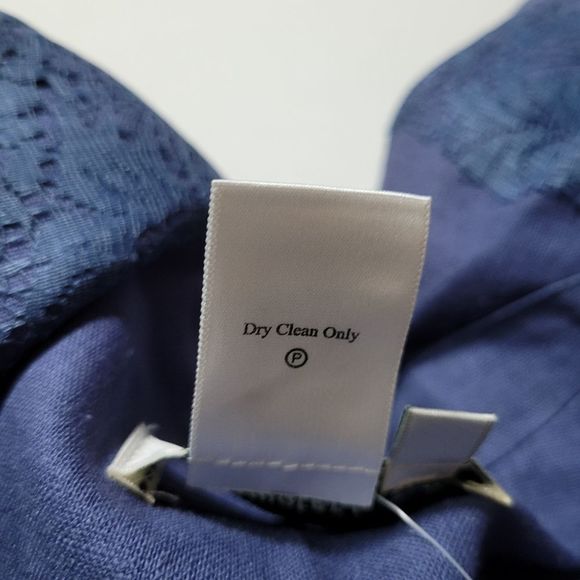 NWT Coldwater Creek Women's Linen Blend Hint Of Lace Blue Blazer Jacket Size PM - Picture 8 of 10